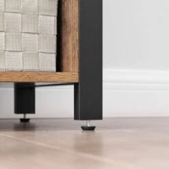 Songmics Meuble De Rangement, Buffet, Avec Placard 2 Portes, étagères Réglables, 110 X 33 X 75 Cm, Style Industriel, Marron Rustique Et Noir -Homcomes Boutique 23845194 4