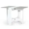 Table Console Pliable EDI 2-4 Personnes Blanche Plateau Effet Béton -Homcomes Boutique 23850934 1