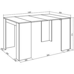 Skraut Home - Table Console Extensible Jusqu'à 140 Cm -78 X 90 X 50 Cm - Finition Ciment -Homcomes Boutique 24113807 5