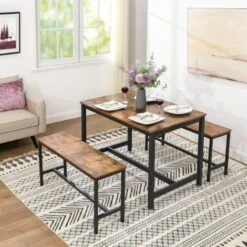 VASAGLE Bancs De Salle à Manger, Lot De 2, Siège Pour Cuisine, Style Industriel, 108 X 32,5 X 50 Cm, Cadre Métallique Durable, Pour Cuisine, Salle à Manger, Salon, Marron Rustique Par SONGMICS KTB33X -Homcomes Boutique 24131969 2