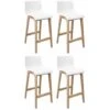 Lot De 4 Tabourets De Bar En Chêne Et Assise Blanche 65 Cm TANNA -Homcomes Boutique 24871246 1