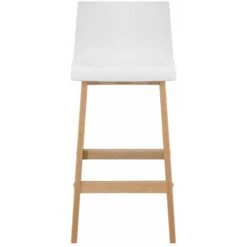 Lot De 4 Tabourets De Bar En Chêne Et Assise Blanche 65 Cm TANNA -Homcomes Boutique 24871246 4