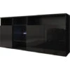 Buffet De Salon Bas 3 Portes Avec LED 150 X 70 X 35 Cm Couleur Noir Finition Brillante Meuble De Rangement Modèle CLARK -Homcomes Boutique 25506215 1