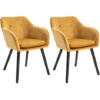 HOMCOM Chaises De Visiteur Design Scandinave - Lot De 2 Chaises - Pieds Effilés Bois Noir - Assise Dossier Accoudoirs Ergonomiques Velours Moutarde -Homcomes Boutique 26118890 1