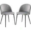 HOMCOM Chaises De Visiteur Design Scandinave - Lot De 2 Chaises - Pieds Effilés Métal Noir - Assise Dossier Ergonomique Velours Gris