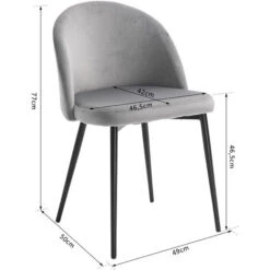 HOMCOM Chaises De Visiteur Design Scandinave - Lot De 2 Chaises - Pieds Effilés Métal Noir - Assise Dossier Ergonomique Velours Gris -Homcomes Boutique 26118907 3