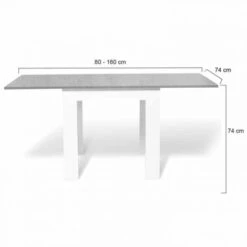 Table à Manger Extensible DONA 6-8 Personnes Plateau Effet Béton Ciré 80-160cm -Homcomes Boutique 26265032 5