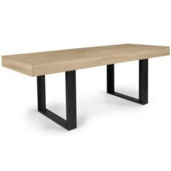 Table à Manger Extensible PHOENIX 6-10 Personnes Bois Et Noir 160-200 Cm