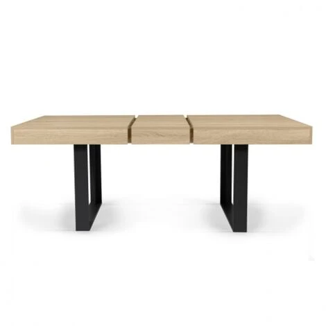 Table à Manger Extensible PHOENIX 6-10 Personnes Bois Et Noir 160-200 Cm 5 Table à Manger Extensible PHOENIX 6-10 Personnes Bois Et Noir 160-200 Cm – Image 3