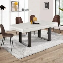 Table à Manger Extensible PHOENIX 6-10 Personnes Bois Et Gris 160-200 Cm -Homcomes Boutique 26515936 4