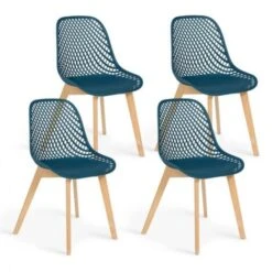 Lot De 4 Chaises MANDY Bleu Canard Pour Salle à Manger