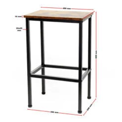 Table Haute De Bar Vintage Contemporain 120x60x90cm 2 Tabourets Cadre En Métal Solide Montage Simple -Homcomes Boutique 29056495 5