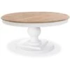 Table Ronde Extensible En Bois Massif Héloïse Bois Naturel Et Pied Blanc