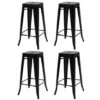 Lot De 4 Tabourets De Bar LENY Métal Noir Mat Empilable Aspect Brut Factory -Homcomes Boutique 30200956 1
