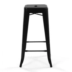 Lot De 4 Tabourets De Bar LENY Métal Noir Mat Empilable Aspect Brut Factory -Homcomes Boutique 30200956 3