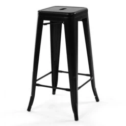 Lot De 4 Tabourets De Bar LENY Métal Noir Mat Empilable Aspect Brut Factory -Homcomes Boutique 30200956 4