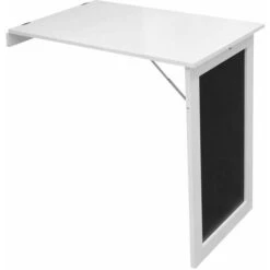 QUISO - Table Murale Pliante Blanche Avec Tableau Ardoise