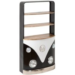 Meuble Bar Noir Avec Plateaux En Bois De Manguier Combi -Homcomes Boutique 31562008 4