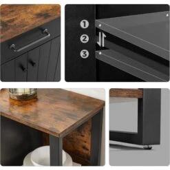 VASAGLE Meuble De Rangement, Placard De Cuisine, Buffet Avec Tiroir, Portes, Structure En Métal, Pour Salon, Salle à Manger, Couloir, Marron Rustique Et Noir Par SONGMICS LSC103B01 -Homcomes Boutique 33016399 4