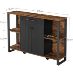 VASAGLE Meuble De Rangement, Placard De Cuisine, Buffet Avec Tiroir, Portes, Structure En Métal, Pour Salon, Salle à Manger, Couloir, Marron Rustique Et Noir Par SONGMICS LSC103B01 -Homcomes Boutique 33016399 5