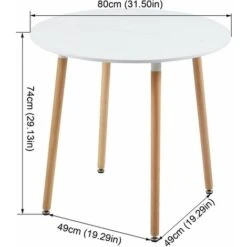 Table A Manger Ronde En Bois Salle A Manger Scandinave Table En Bois A Quatre Pieds 808073cm -Blanc -Homcomes Boutique 33859707 4