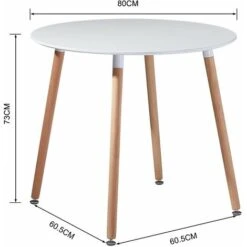 Table A Manger Ronde En Bois Salle A Manger Scandinave Table En Bois A Quatre Pieds 808073cm -Blanc -Homcomes Boutique 33859707 5