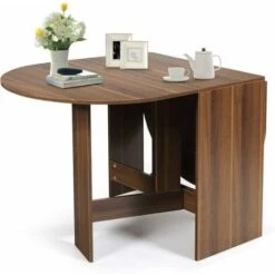 GOPLUS Table De Salle à Manger Pliable En Bois,163x80x75CM Pour 4-7 Personnes,Charge 60KG,2 Modes De Pliage,Style Élégant,Naturel