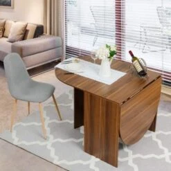 GOPLUS Table De Salle à Manger Pliable En Bois,163x80x75CM Pour 4-7 Personnes,Charge 60KG,2 Modes De Pliage,Style Élégant,Naturel -Homcomes Boutique 34761856 4