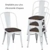 COSTWAY 4 Chaises Salle à Manger Empilables, Style Industriel En Acier Convient Pour Bistrot,Cuisine,Bar,Café Blanc -Homcomes Boutique 35040164 1