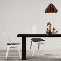 COSTWAY 4 Chaises Salle à Manger Empilables, Style Industriel En Acier Convient Pour Bistrot,Cuisine,Bar,Café Blanc -Homcomes Boutique 35040164 4