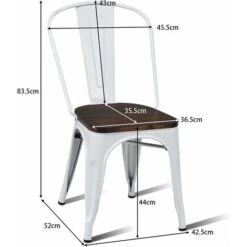 COSTWAY 4 Chaises Salle à Manger Empilables, Style Industriel En Acier Convient Pour Bistrot,Cuisine,Bar,Café Blanc -Homcomes Boutique 35040164 5
