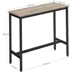 Songmics VASAGLE Table De Bar, Table Haute Fine, Table De Cuisine, Table De Salle à Manger, Avec Cadre Métallique Robuste, 100 X 40 X 90 Cm, Montage Facile, Style Industriel, Grège Et Noir LBT010B02 -Homcomes Boutique 35852646 5