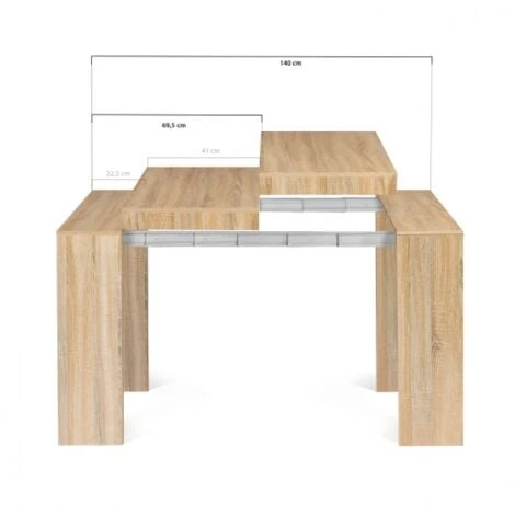 Table Console Extensible ORLANDO 6 Personnes 140 Cm Bois Façon Hêtre 6 Table Console Extensible ORLANDO 6 Personnes 140 Cm Bois Façon Hêtre – Image 4