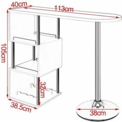WOLTU 1 X Table De Bar-bistrot En MDF Et Métal. Table De Cuisine Avec 3 Tablettes Et Porte-bouteilles. 113x40x105cm.Noir -Homcomes Boutique 38233412 3