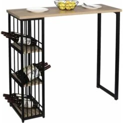 WOLTU Table De Bar Avec 3 Tablettes. Table De Bistrot En Métal Et MDF. 120x40x105cm. Chêne Clair