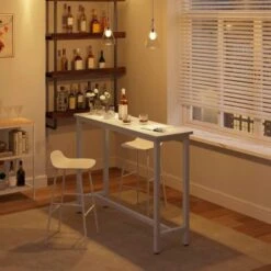 WOLTU 1 X Table De Bar. Table De Bistrot. Table à Manger. Structure En Métal. Plateau En MDF. 140x40x100 Cm -Homcomes Boutique 38233721 3