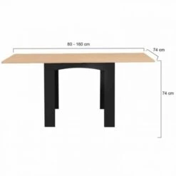 Table à Manger Extensible DONA 6-8 Personnes Noire Plateau Façon Hêtre 80-160 Cm -Homcomes Boutique 38450194 5