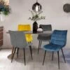 Lot De 4 Chaises MADY En Velours Mix Color Bleu, Gris Clair, Gris Foncé, Jaune -Homcomes Boutique 38450206 1