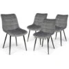 Lot De 4 Chaises MADY En Velours Gris Clair Pour Salle à Manger -Homcomes Boutique 38450217 1