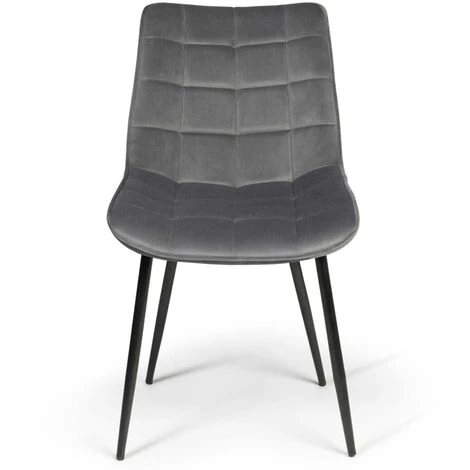 Lot De 4 Chaises MADY En Velours Gris Clair Pour Salle à Manger 5 Lot De 4 Chaises MADY En Velours Gris Clair Pour Salle à Manger – Image 3