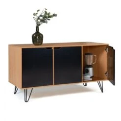 Buffet Bas Vintage NOEMI 3 Portes Bois Pied épingle -Homcomes Boutique 39346211 4