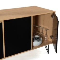 Buffet Bas Vintage NOEMI 3 Portes Bois Pied épingle -Homcomes Boutique 39346211 5