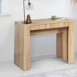 Table Console Extensible ORLANDO 14 Personnes 300 Cm Bois Façon Hêtre -Homcomes Boutique 39647620 3