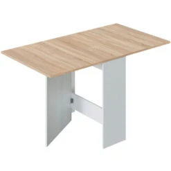 Table De Cuisine Pliante Coloris Chêne Canadien / Blanc Artic -  Hauteur 78 X Profondeur 31 X Longueur 77 Cm -Homcomes Boutique 39682768 2