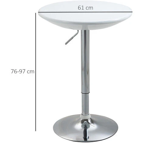 HOMCOM Table De Bar Ronde - Table Bistro Chic Style Contemporain - Piètement Acier Métal Chromé Plateau ABS Pivotant 360° Blanc 5 HOMCOM Table De Bar Ronde - Table Bistro Chic Style Contemporain - Piètement Acier Métal Chromé Plateau ABS Pivotant 360° Blanc – Image 3