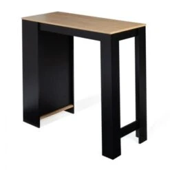 Table De Bar BARTH 2 à 4 Personnes Bois Noir Et Plateau Façon Hêtre -Homcomes Boutique 40900572 3