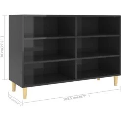 Buffet Noir Brillant 103,5x35x70 Cm Aggloméré VidaXL -Homcomes Boutique 40910805 3