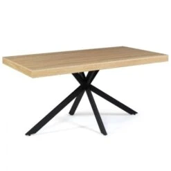 Table à Manger ALIX 6-8 Personnes Pied Araignée Bois Et Noir 160 Cm