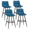 Lot De 4 Tabourets De Bar MADY En Velours Bleu -Homcomes Boutique 43413095 1