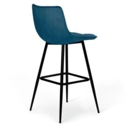 Lot De 4 Tabourets De Bar MADY En Velours Bleu -Homcomes Boutique 43413095 4